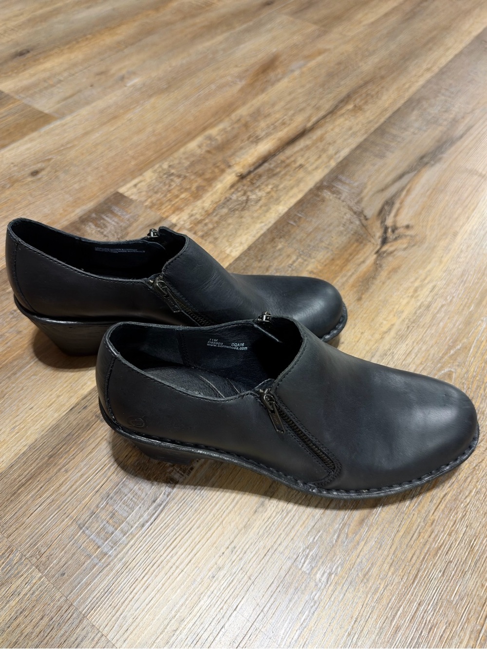 Born Black Leather Women's Slip-On Mules with Side Zips